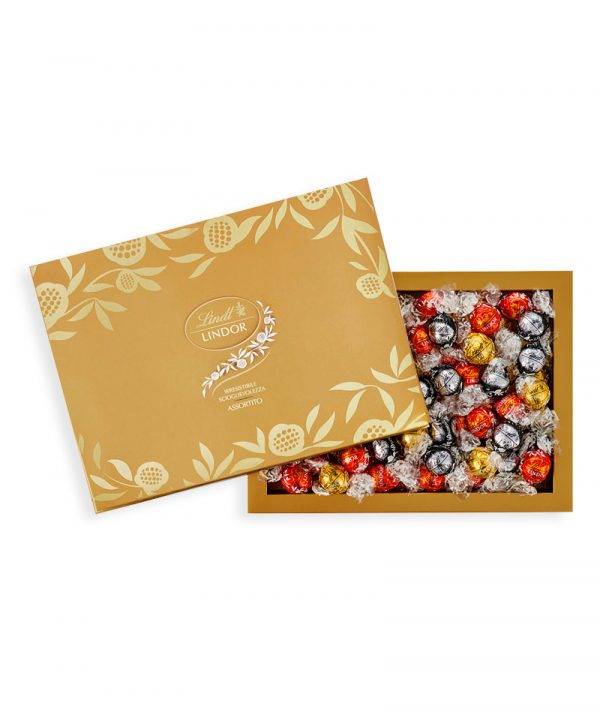 aScatola Lindor Assortita 225g - Lindt - pralline cioccolato al latte, praline al cioccolato fondente, praline latte nocciole